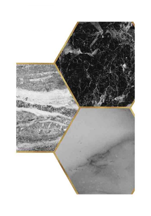 Plakat - Kamienne sześciokąty