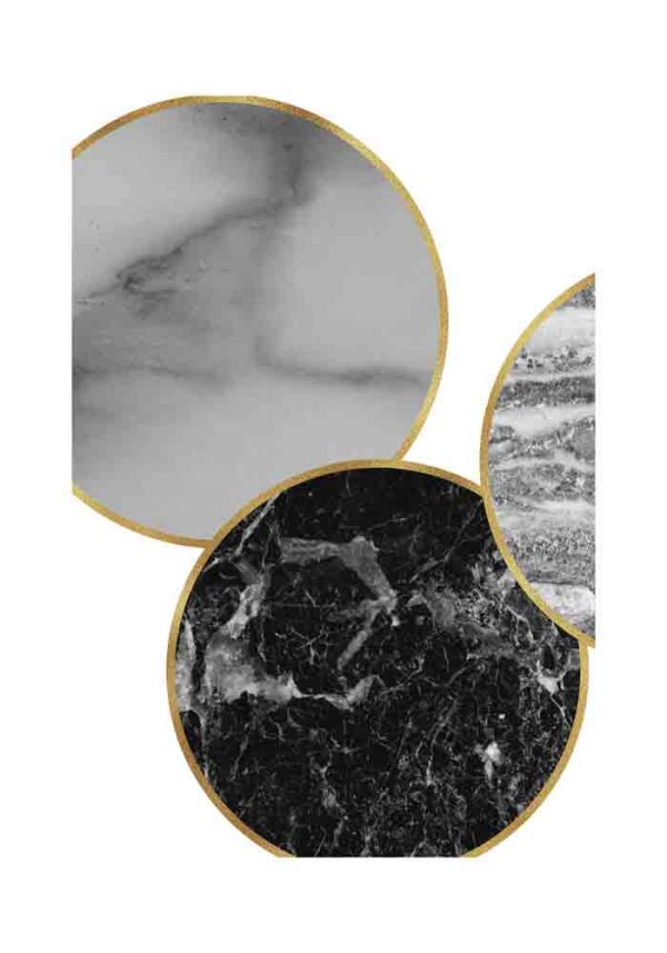 Plakat z kołami z marmuru