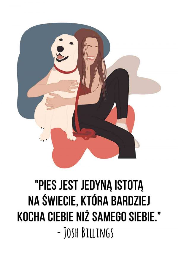 Plakat z cytatem o psie