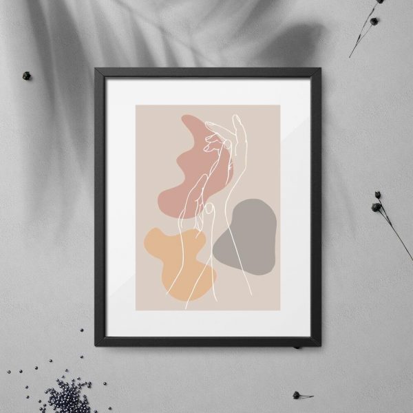 Plakat z abstrakcją i dłońmi do pokoju