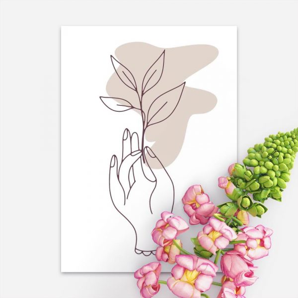 Plakat na prezent - Dłoń trzymająca gałązkę
