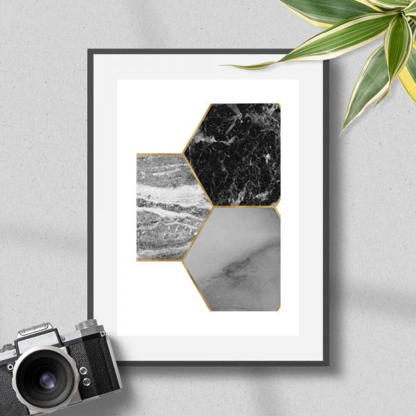 Plakat - Kamienne sześciokąty do biura