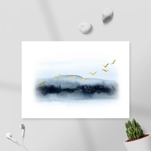 Plakat - Gromada lecących ptaków do biura