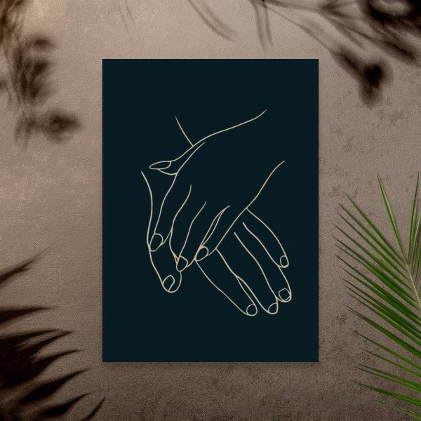 Plakat ze splecionymi dłońmi do przedpokoju