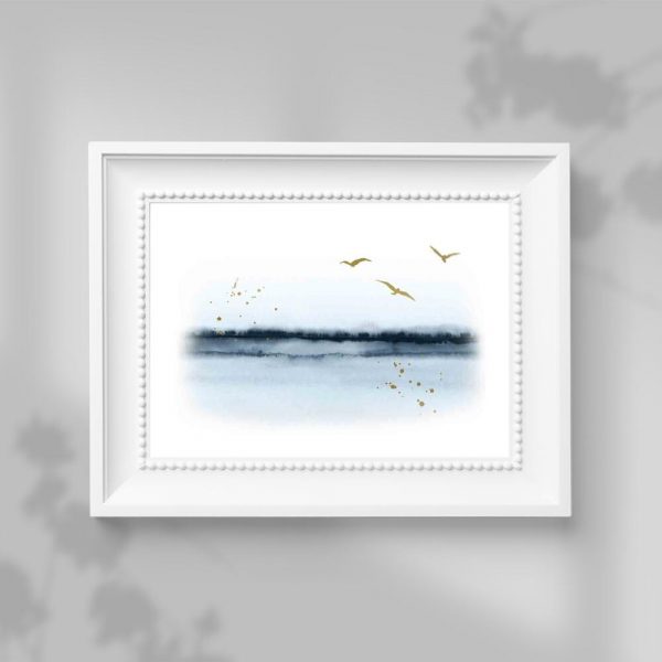 Plakat - Jezioro na tle drzew do salonu