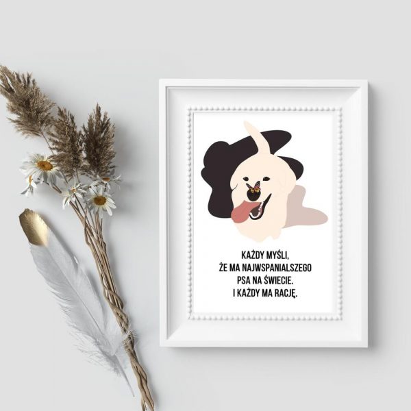 Plakat z psem na prezent