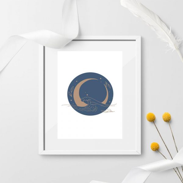 Plakat z falą do sypialni