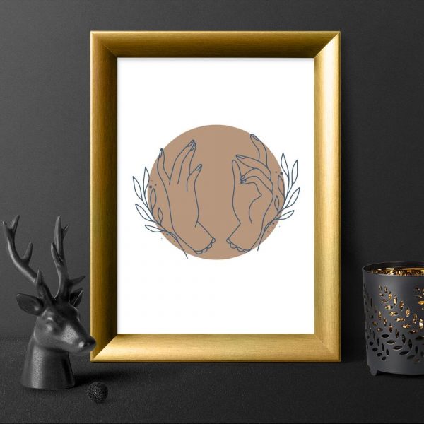 Plakat z dłońmi i gałązkami do pokoju