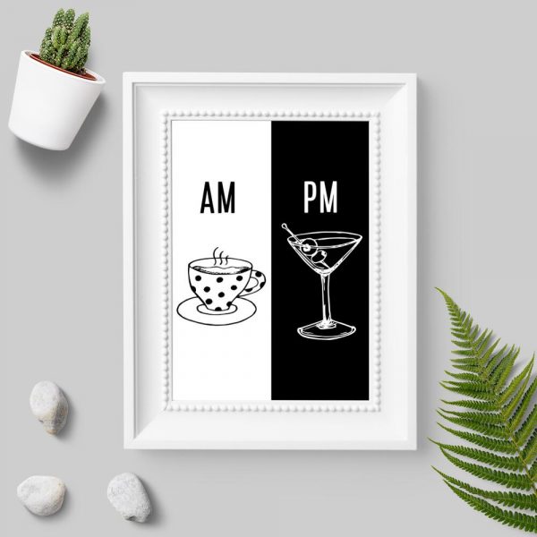Plakat z kawą i drinkiem na prezent
