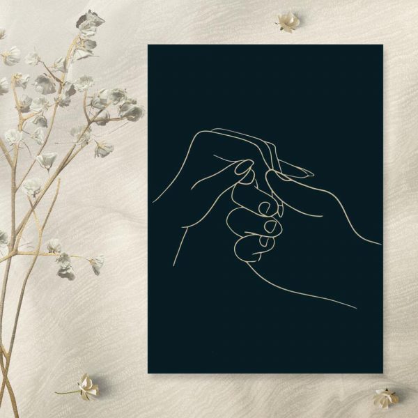 Plakat z dłonią kobiety i mężczyzny do przedpokoju