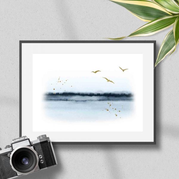 Plakat - Jezioro na tle drzew do sypialni