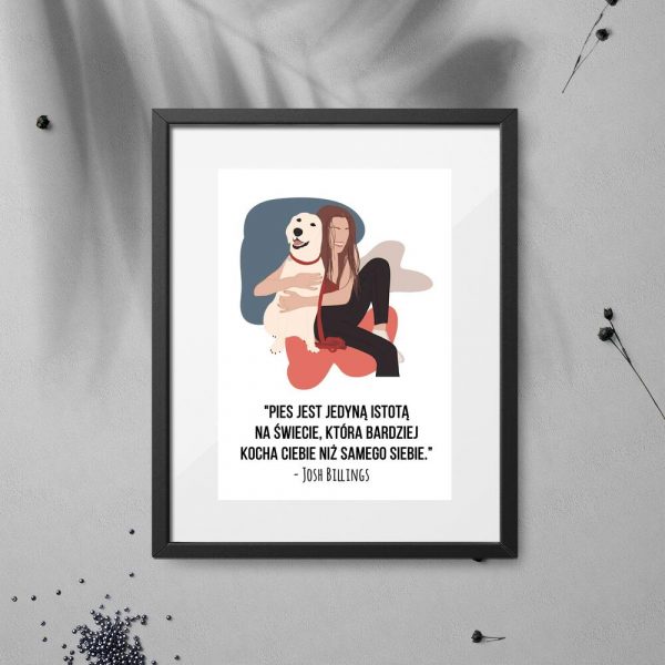Plakat z cytatem o psie na prezent