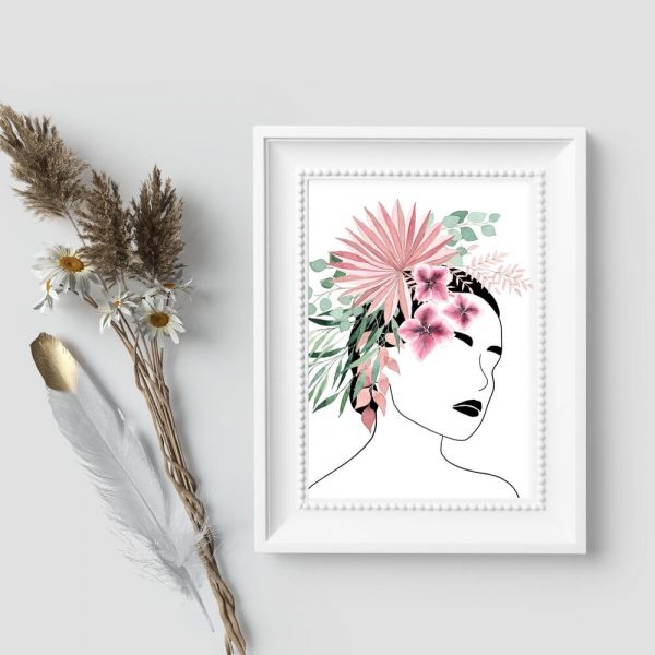 Plakat do sypialni - Kwiaty we włosach