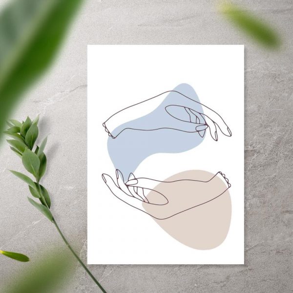 Plakat z dłońmi na białym tle do biura