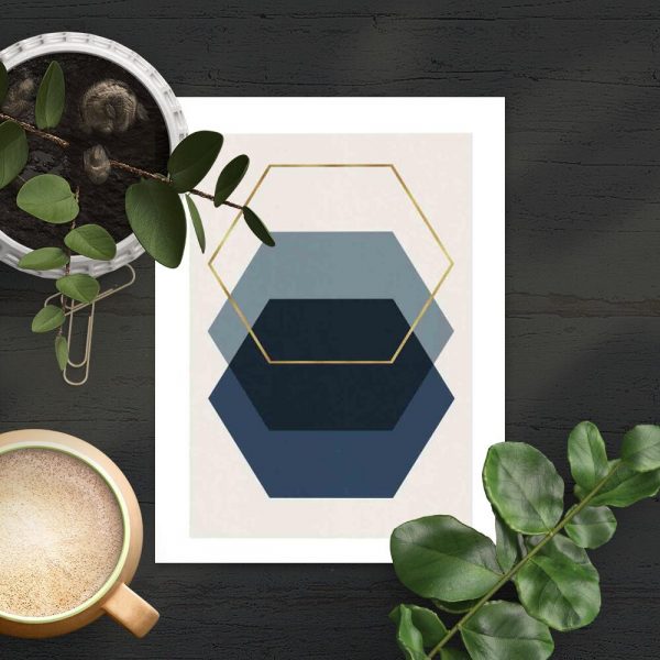 Plakat z sześciokątami do biura