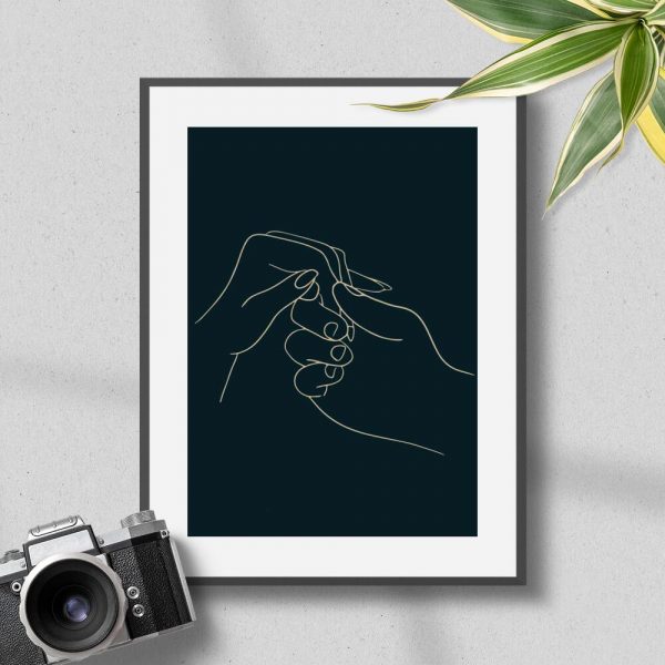 Plakat z dłonią kobiety i mężczyzny do sypialni