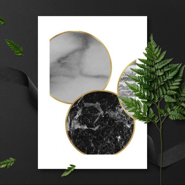 Plakat z kołami z marmuru do pokoju