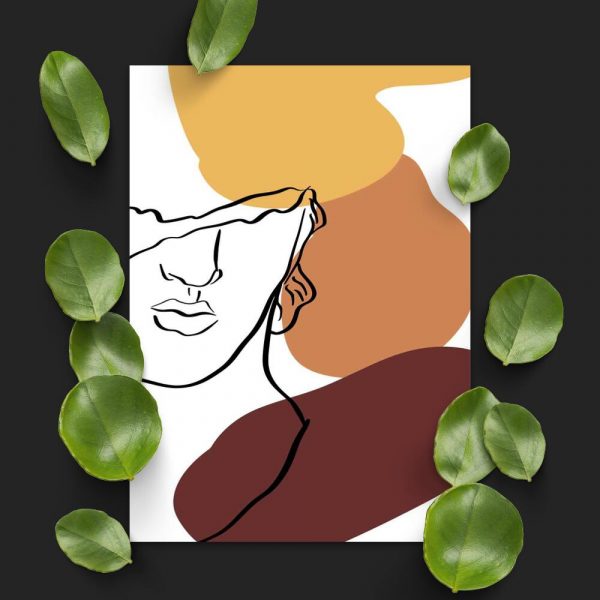 Plakat line art z twarzą mężczyzny do biura