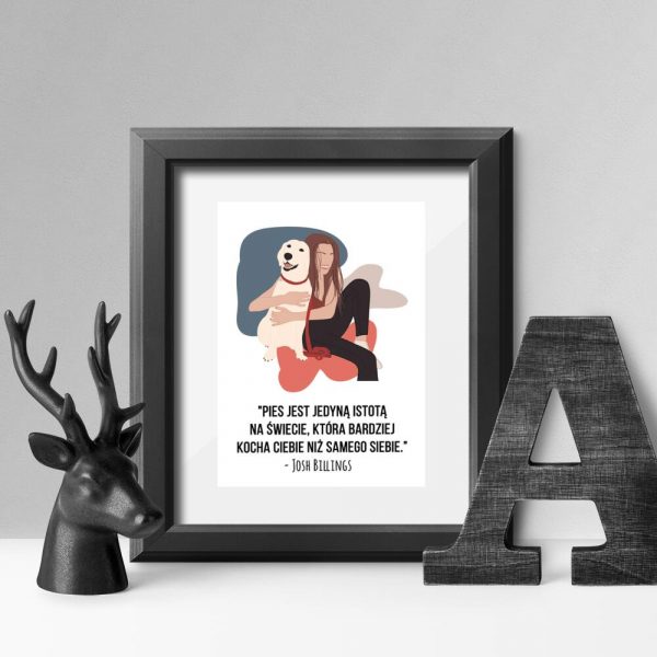 Plakat z cytatem o psie do sypialni