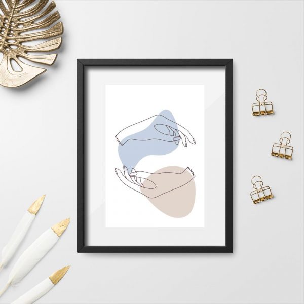 Plakat z dłońmi na białym tle do sypialni