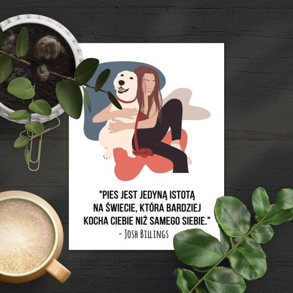 Plakat z cytatem o psie do przedpokoju