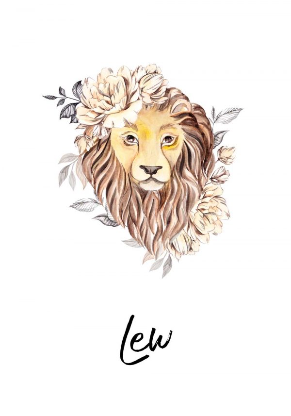 Plakat z lwem - Znak zodiaku