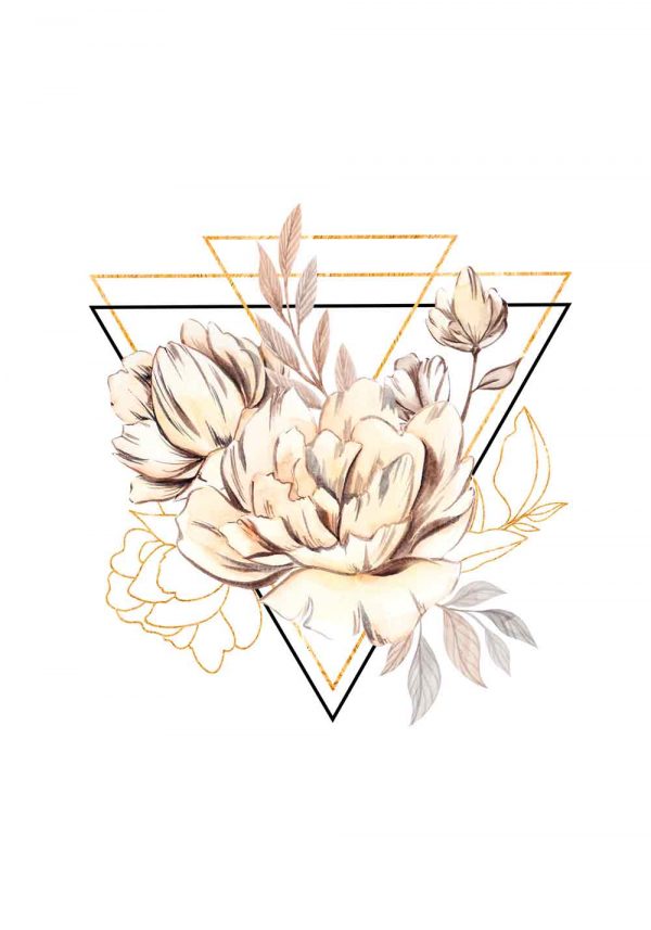 Plakat geometryczny z kwiatami