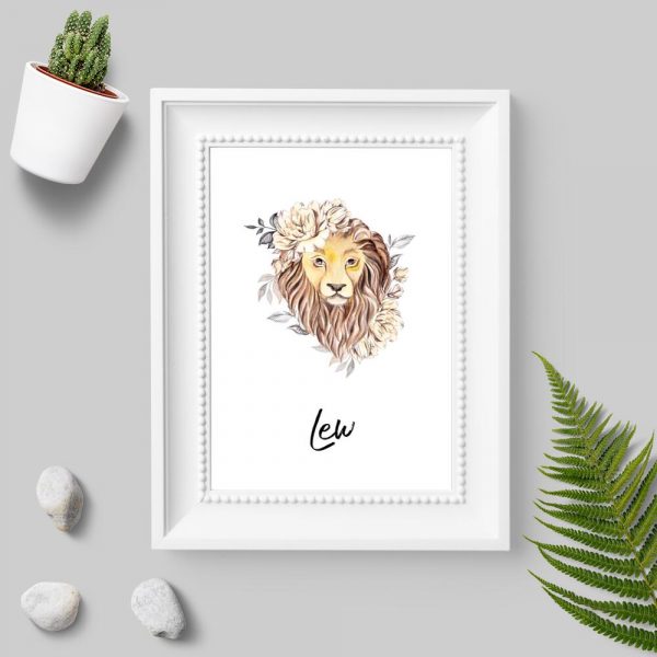 Plakat z lwem do pokoju - Znak zodiaku