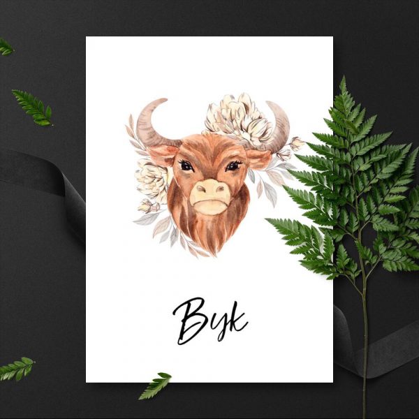Plakat z bykiem na prezent