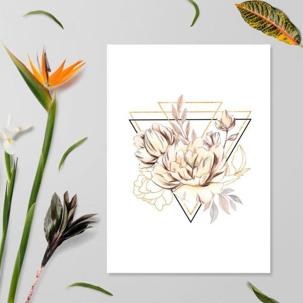 Plakat geometryczny z kwiatami do biura