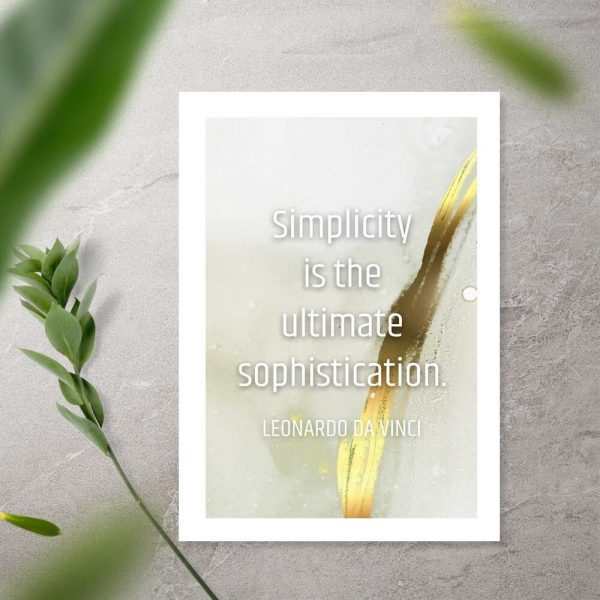 Plakat ze słowami da Vinci simplicity is the ultimate sophistication
