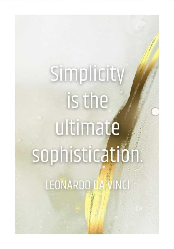 Plakat ze słowami da Vinci simplicity is the ultimate sophistication