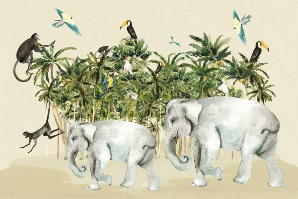 zielona dżungla na tapecie dziecinnej