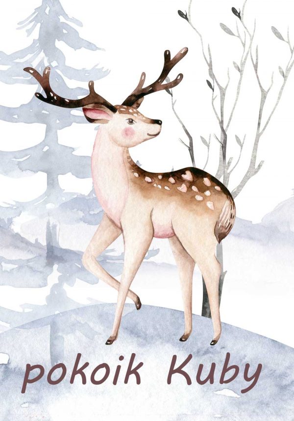 Dostojny jeleń na plakacie dla małego mężczyzny