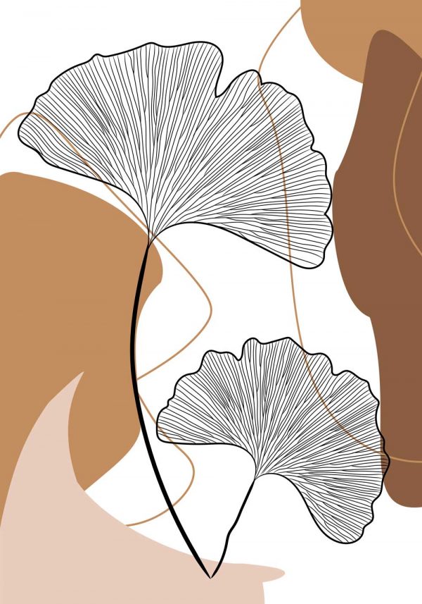 Plakat z motywem liści miłorzębu