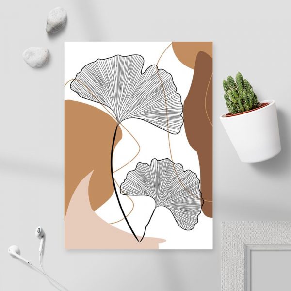 Plakat z abstrakcją i listkami