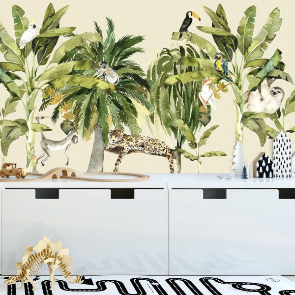 zwierzęta na drzewie - fototapeta do pokoju dziecka