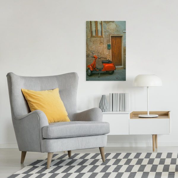 Obraz z pomarańczowym skuterem