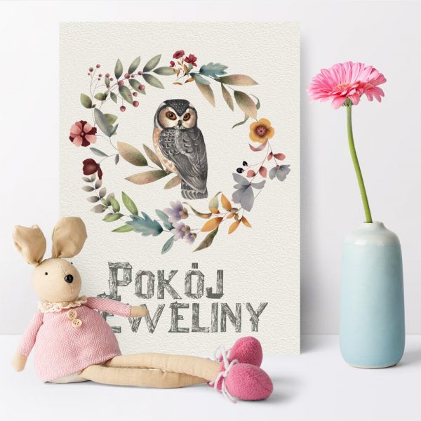 Plakat dla dziecka z napisem pokój Eweliny