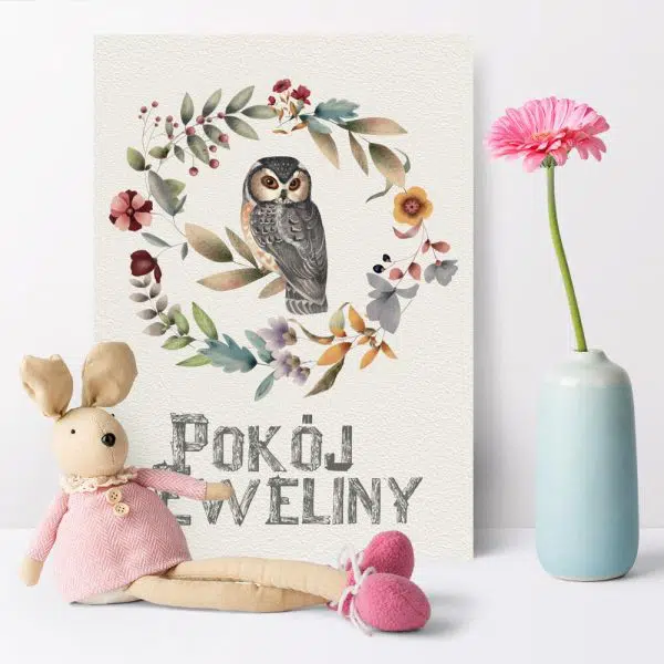 Plakat dla dziecka z napisem pokój Eweliny