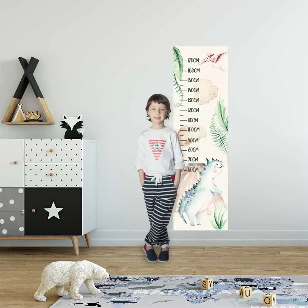 Miarka wzrostu dla chłopca z dinozaurem