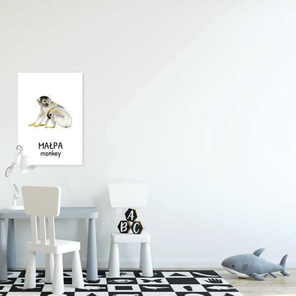 Plakat z małpą do pokoiku dziecka