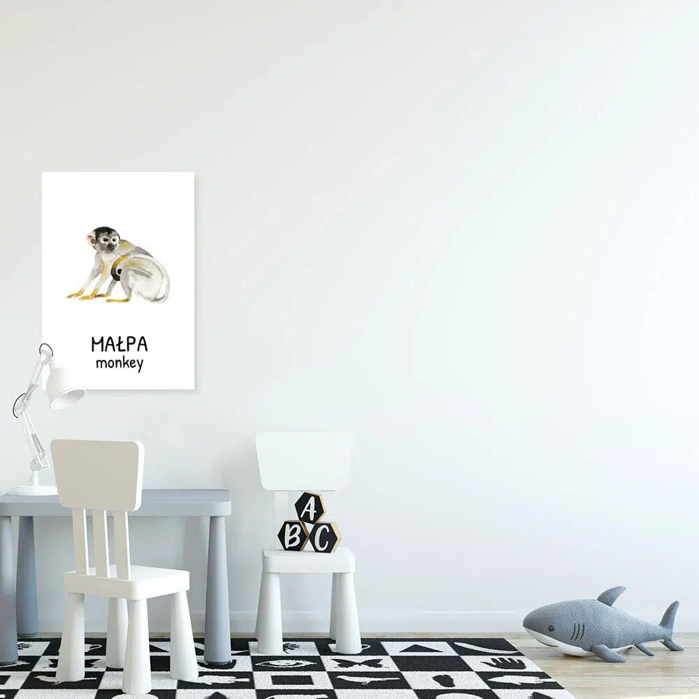Plakat z małpą do pokoiku dziecka