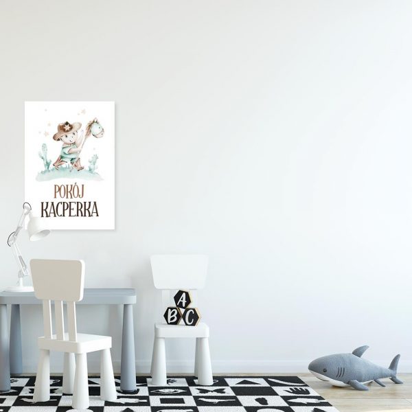 Imienny plakat dla dziecka z kowbojem
