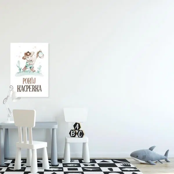 Imienny plakat dla dziecka z kowbojem
