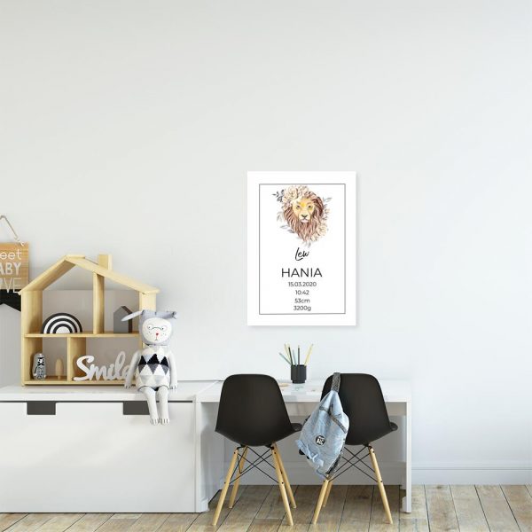 Plakat z metryczką i znakiem zodiaku do pokoju dziecka