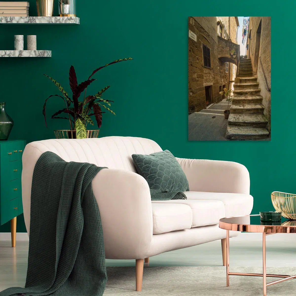 Obraz z motywem uliczki i schodów