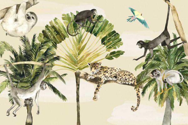 Kolorowa fototapeta dziecięca ze zwierzętami