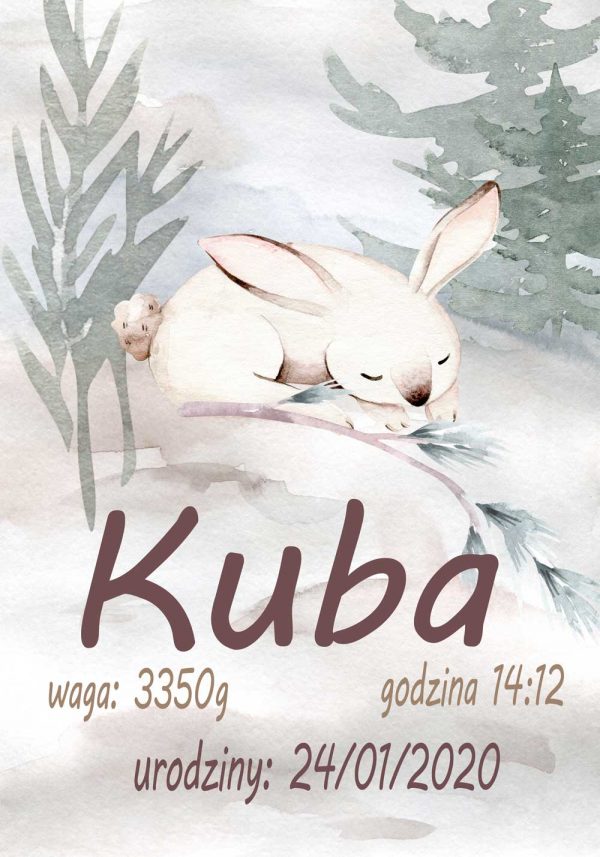 Plakat - Metryczka z królikiem