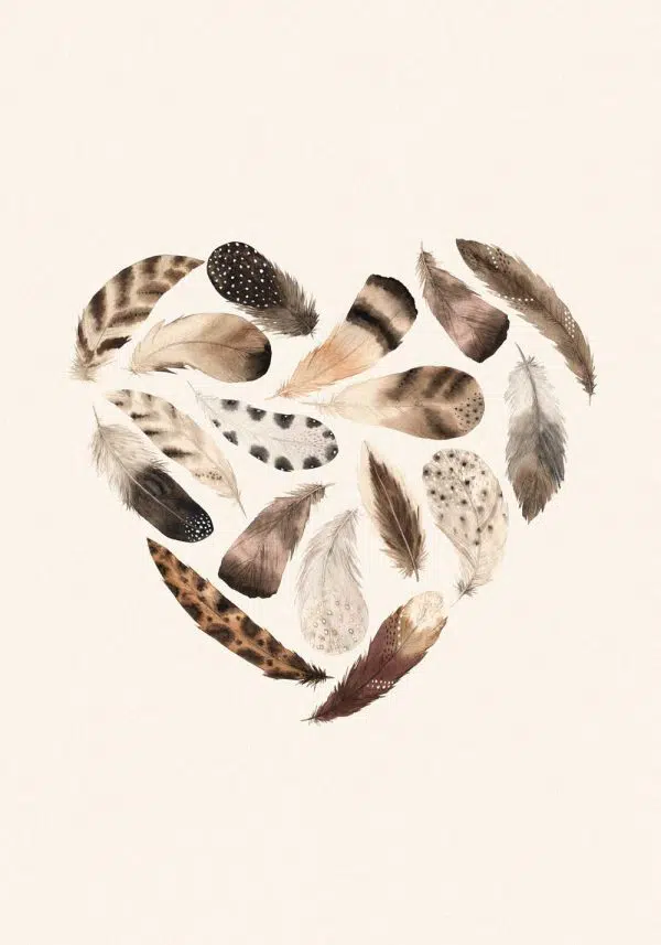 Beżowy plakat dziecięcy z motywem serduszka